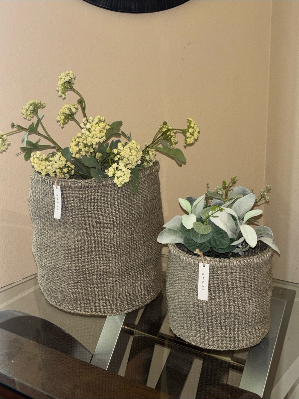 Handwoven Natural Seagrass Storage Baskets - Set of 2